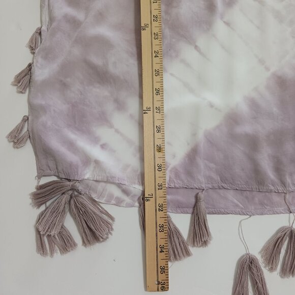 Surf Gypsy Purple White Tie Dye Cover Up With Tassels Small Kaftan Topper - Picture 11 of 11